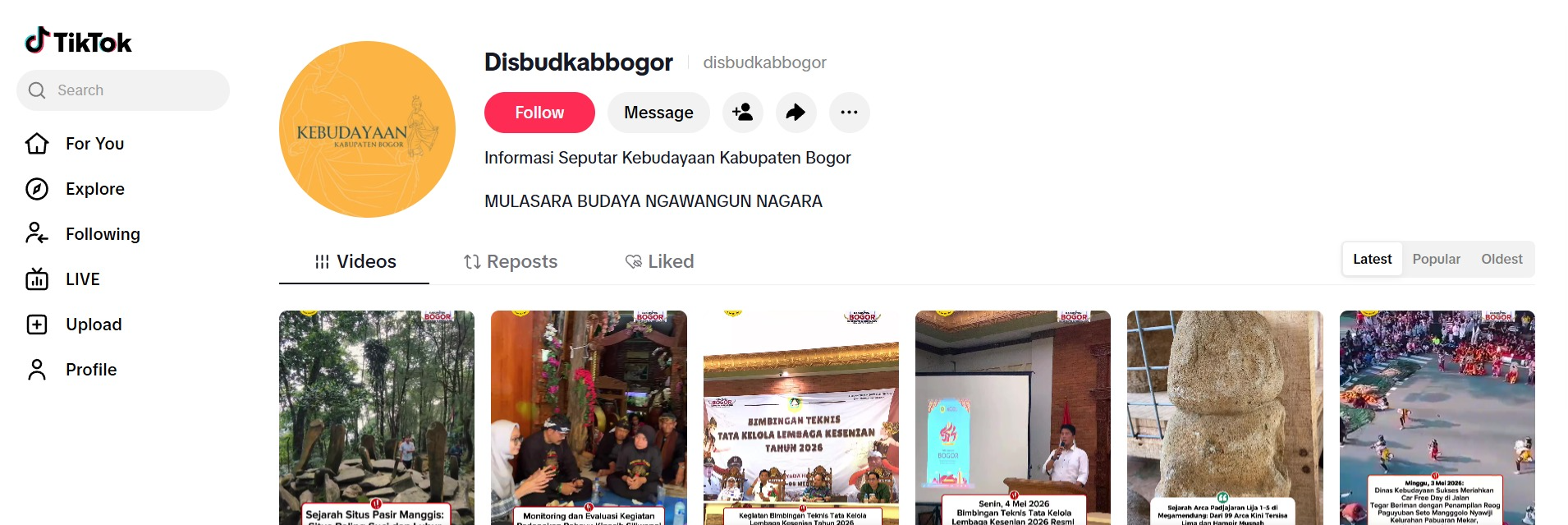 Visit TikTok Dinas Kebudayaan Kabupaten Bogor