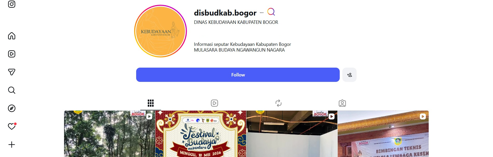 Visit Instagram Dinas Kebudayaan Kabupaten Bogor